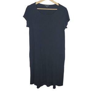 Eileen Fisher Black Short Sleeve Top Shirt Dress Jersey Knit #361